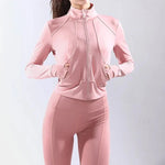 Women's 3-Piece Fitness Sports Bra Leggings Jacket Set - Customizable Yoga Activewear - Allen-Fitness
