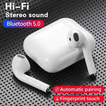i12 TWS Wireless Bluetooth 5.0 Earbuds: True Stereo Headset with 3-4 Hours Playback, Charging Box, and Power Display - Allen-Fitness