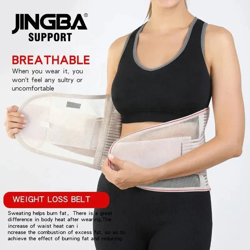 JINGBA Breathable Back Support Waist Trainer Lumbar Support for Men &amp; Women - Allen-Fitness