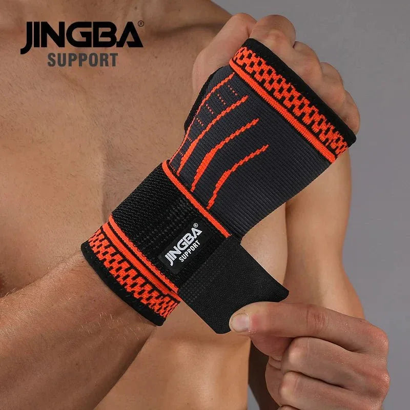 JINGBA Elastic Sleeve Nylon Weightlifting Wrist Wraps - Hand Support for Strength Training - Allen-Fitness