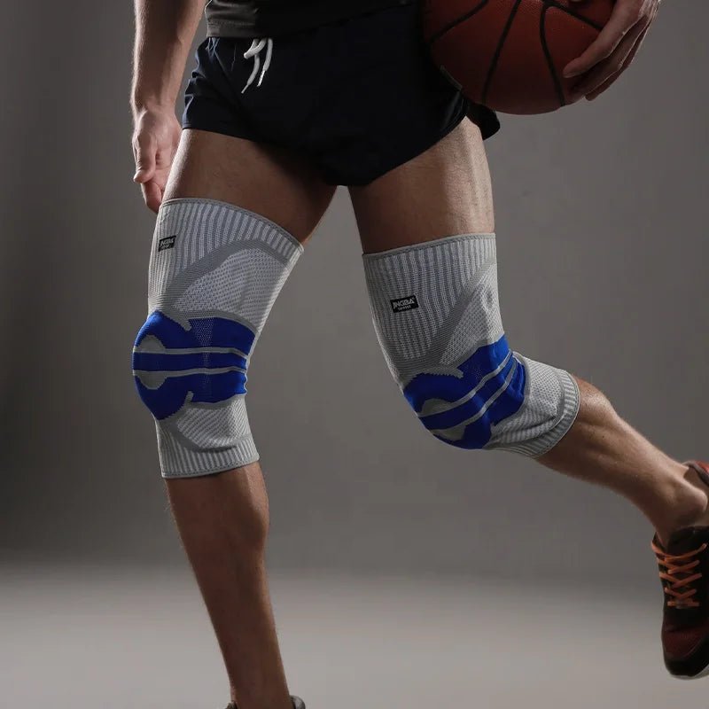 JINGBA Pro Knee Compression Sleeve Knee Braces with Side Stabilizers Gel Pad - Allen - Fitness