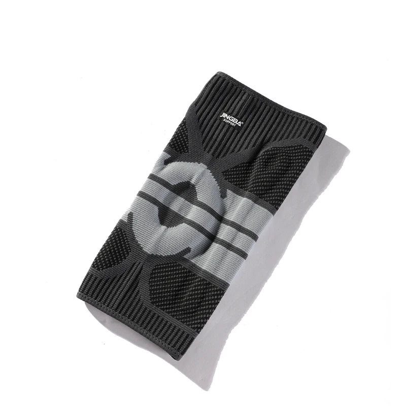 JINGBA Pro Knee Compression Sleeve Knee Braces with Side Stabilizers Gel Pad - Allen - Fitness