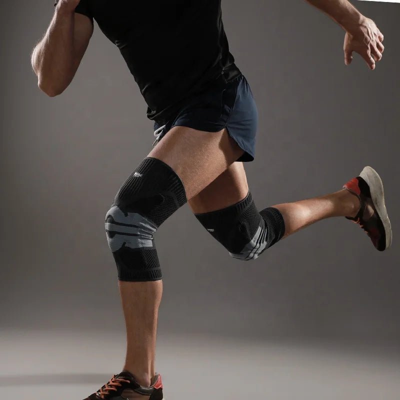 JINGBA Pro Knee Compression Sleeve Knee Braces with Side Stabilizers Gel Pad - Allen - Fitness