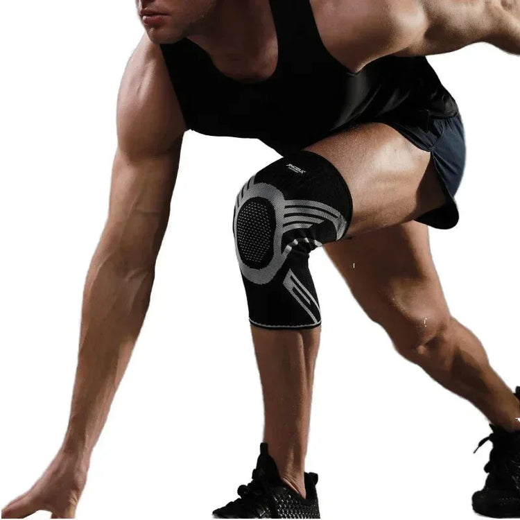 Unisex Knee Support Compression Sleeve with Silicone for Running - Allen-Fitness