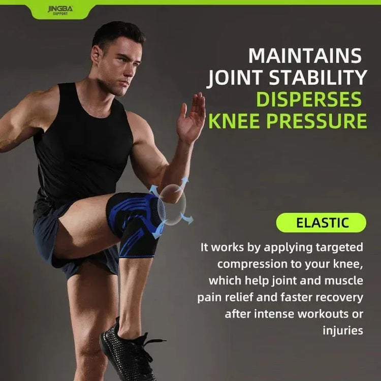 Unisex Knee Support Compression Sleeve with Silicone for Running - Allen-Fitness