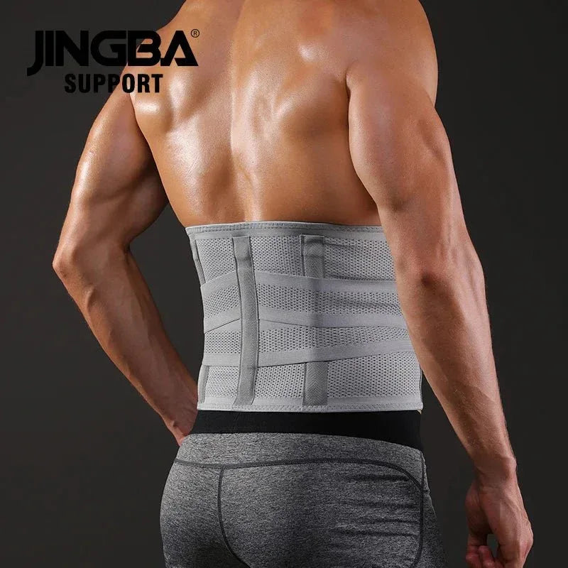JINGBA Bodybuilding Waist Trainer Belt with Double Straps for Core Support & Sweat Enhancement - Allen-Fitness