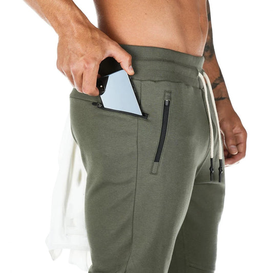 Jogger Pants, Gym Sweat Trousers Side Zipper Pockets Slim Fit Trousers for Men - Allen - Fitness