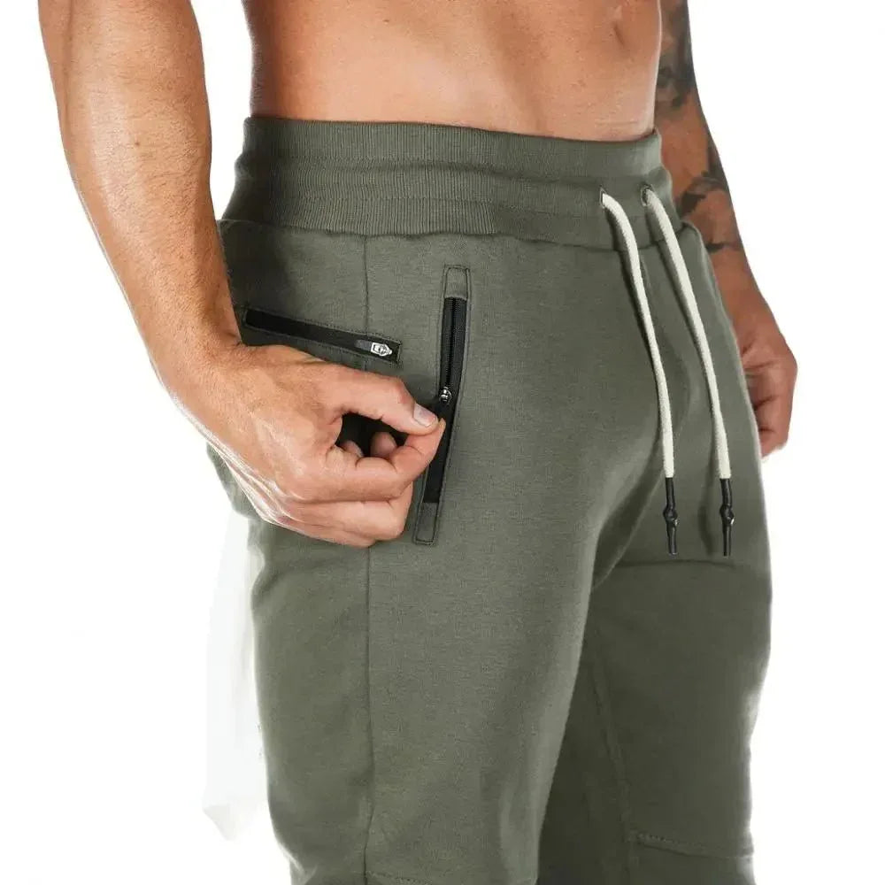 Jogger Pants, Gym Sweat Trousers Side Zipper Pockets Slim Fit Trousers for Men - Allen-Fitness