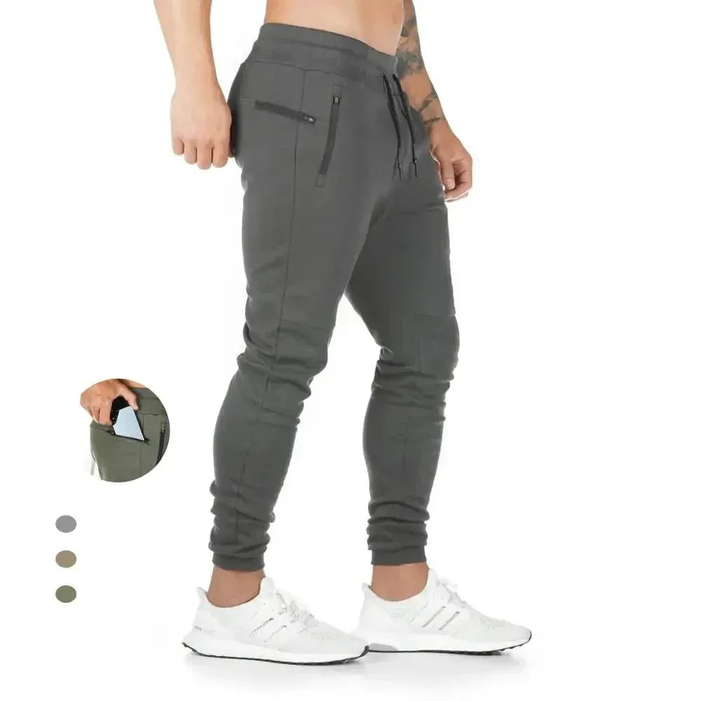 Jogger Pants, Gym Sweat Trousers Side Zipper Pockets Slim Fit Trousers for Men - Allen-Fitness