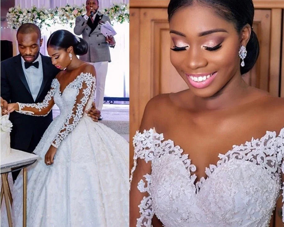 Lace Wedding Dress with Pearl Detail - Sizes 2-16, Elegant Bridal Gown in White - Allen-Fitness