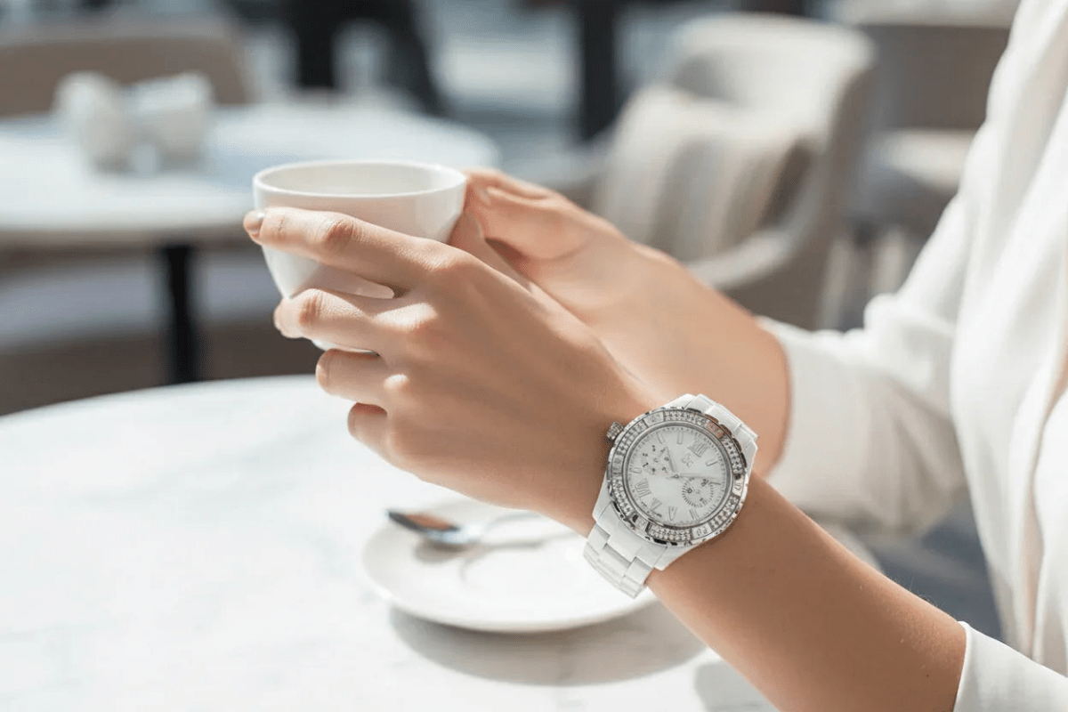 Ladies' Watch GC Watches X69111L11 - Elegant 36mm White Ceramic Quartz Timepiece - Allen-Fitness