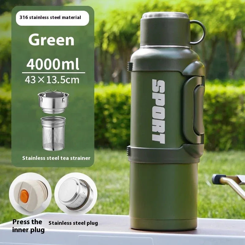 Large Capacity Stainless Steel Thermos Cup - Insulated 1300ML to 4000ML for Outdoor Use - Allen-Fitness