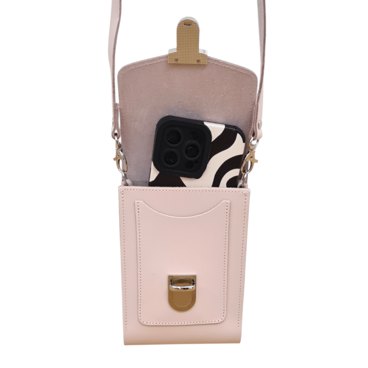 Leather Push Lock Crossbody Phone Case - Cherry Blossom - Allen - Fitness