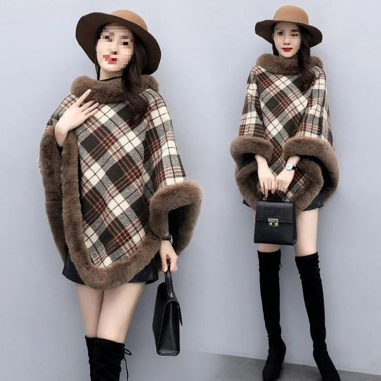 Leopard-Print Thickened Velvet Oversized Cloak - Cozy, Stylish Merino Wool Pullover Shawl - Allen-Fitness
