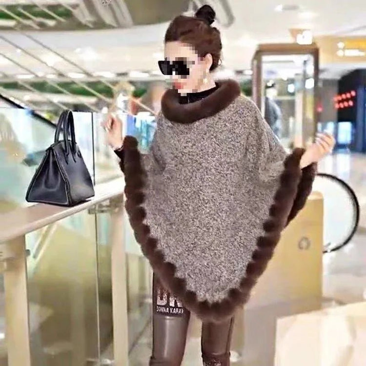 Leopard-Print Thickened Velvet Oversized Cloak - Cozy, Stylish Merino Wool Pullover Shawl - Allen-Fitness