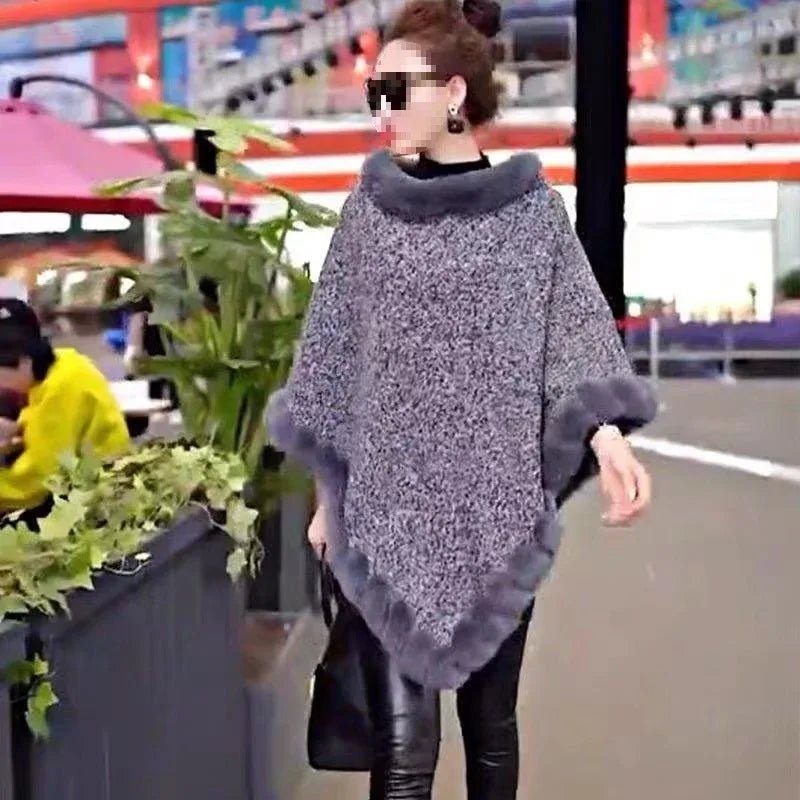 Leopard-Print Thickened Velvet Oversized Cloak - Cozy, Stylish Merino Wool Pullover Shawl - Allen-Fitness