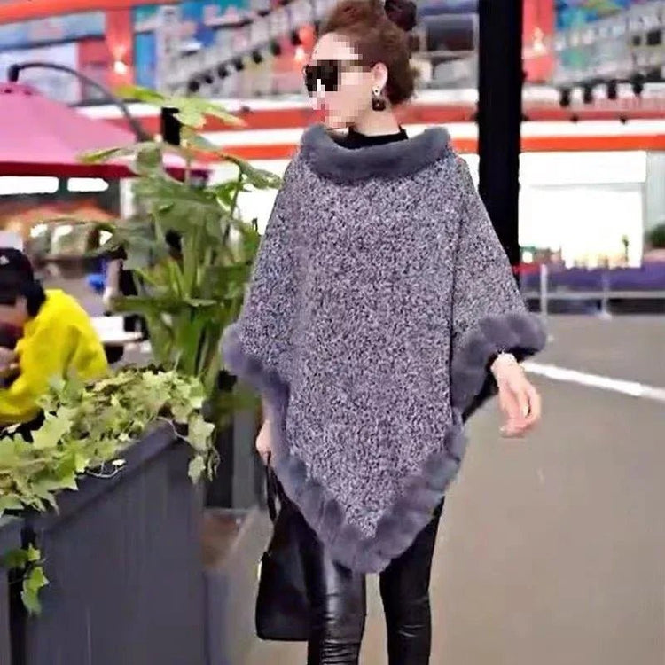Leopard-Print Thickened Velvet Oversized Cloak - Cozy, Stylish Merino Wool Pullover Shawl - Allen-Fitness