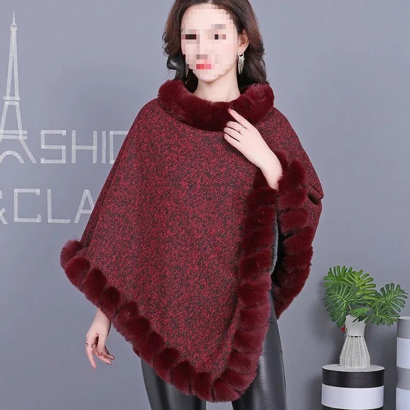 Leopard-Print Thickened Velvet Oversized Cloak - Cozy, Stylish Merino Wool Pullover Shawl - Allen-Fitness