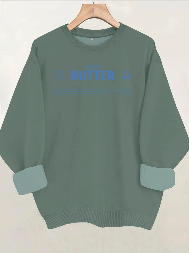 Letter element printed long sleeved fleece sweatshirt - Premium Fitness & Activewear