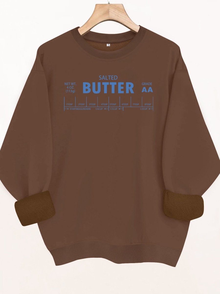 Letter element printed long sleeved fleece sweatshirt - Premium Fitness & Activewear