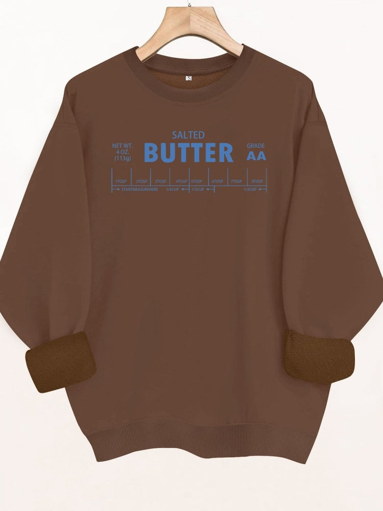 Letter element printed long sleeved fleece sweatshirt - Premium Fitness & Activewear