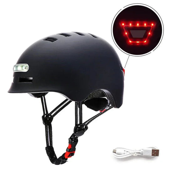 Lightweight Cycling Helmet with USB Rechargeable LED Lights, Adjustable Fit &amp; Ventilation - Allen-Fitness