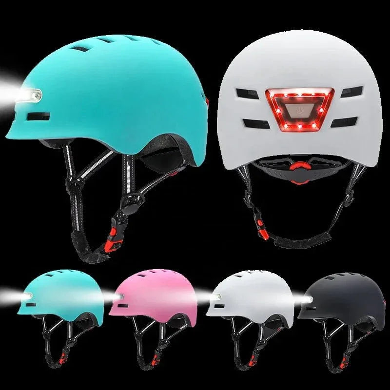 Lightweight Cycling Helmet with USB Rechargeable LED Lights, Adjustable Fit &amp; Ventilation - Allen-Fitness