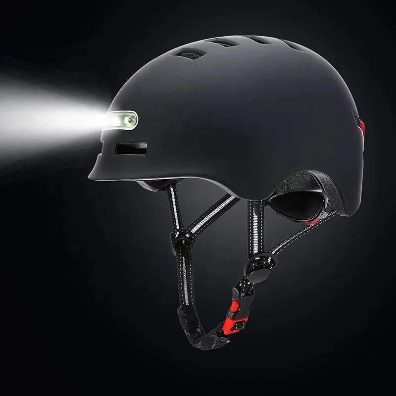 Lightweight Cycling Helmet with USB Rechargeable LED Lights, Adjustable Fit & Ventilation - Allen-Fitness