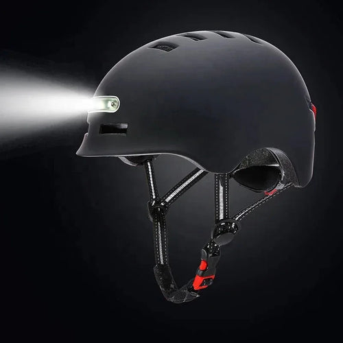Lightweight Cycling Helmet with USB Rechargeable LED Lights, Adjustable Fit & Ventilation