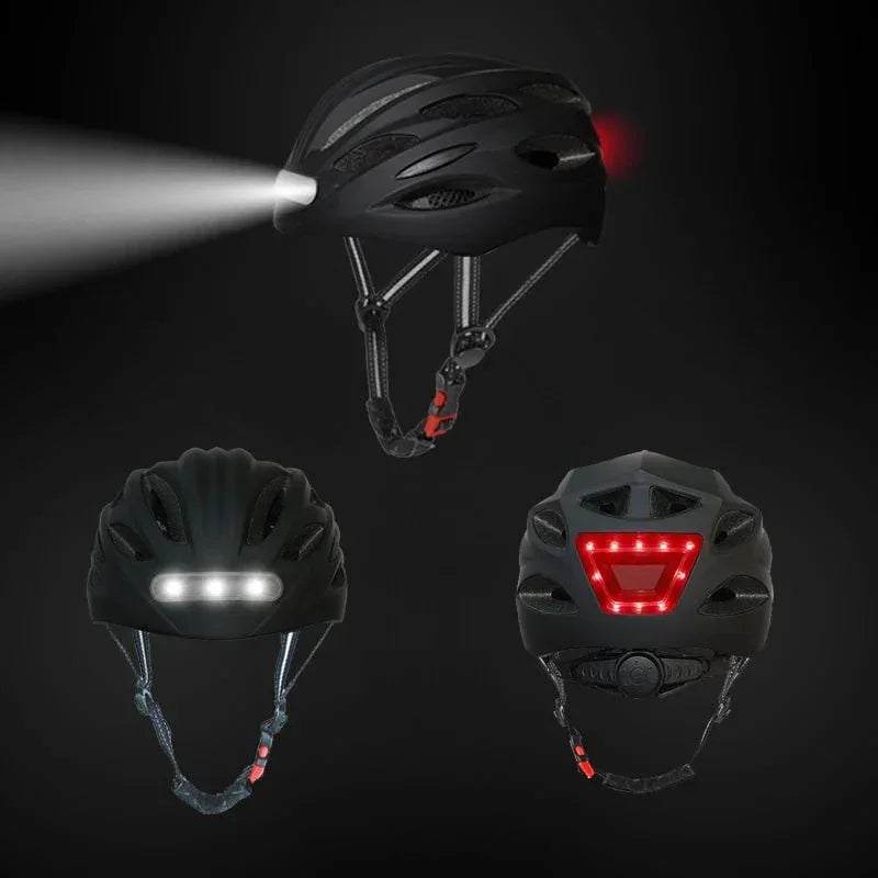 Lightweight Cycling Helmet with USB Rechargeable LED Lights, Adjustable Fit &amp; Ventilation - Allen-Fitness