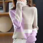 Loose Turtleneck Sweater In Pink, Green, Blue, And Purple - Long Sleeve, Plus Size Available - Allen-Fitness