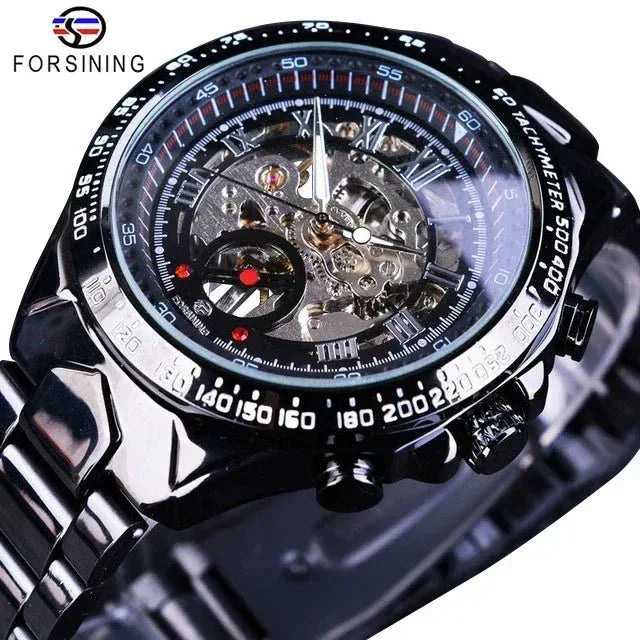Luxury Waterproof Skeleton Watch for Men - Mechanical Hand Wind Design, Elegant Style - Allen-Fitness