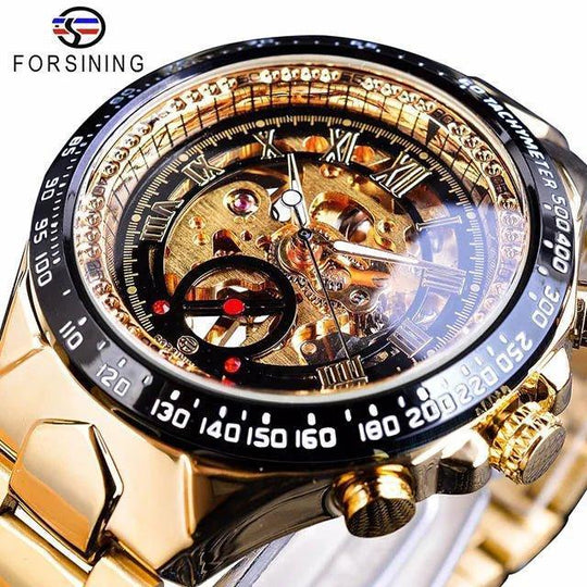 Luxury Waterproof Skeleton Watch for Men - Mechanical Hand Wind Design, Elegant Style - Allen-Fitness