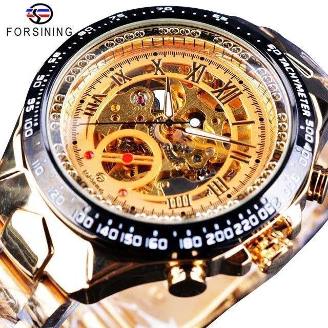 Luxury Waterproof Skeleton Watch for Men - Mechanical Hand Wind Design, Elegant Style - Allen-Fitness