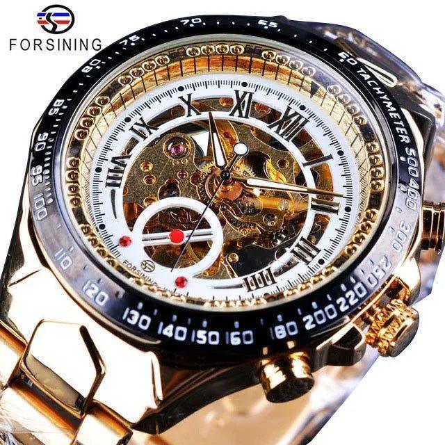 Luxury Waterproof Skeleton Watch for Men - Mechanical Hand Wind Design, Elegant Style - Allen-Fitness