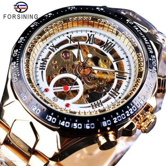 Luxury Waterproof Skeleton Watch for Men - Mechanical Hand Wind Design, Elegant Style - Allen-Fitness