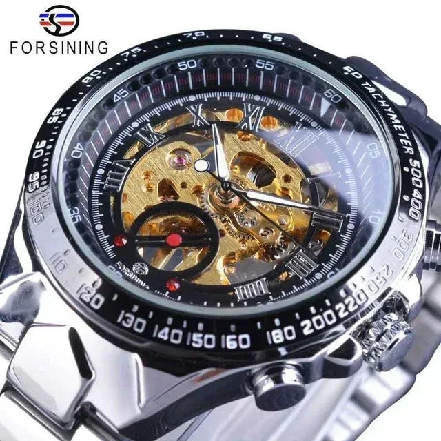 Luxury Waterproof Skeleton Watch for Men - Mechanical Hand Wind Design, Elegant Style - Allen-Fitness
