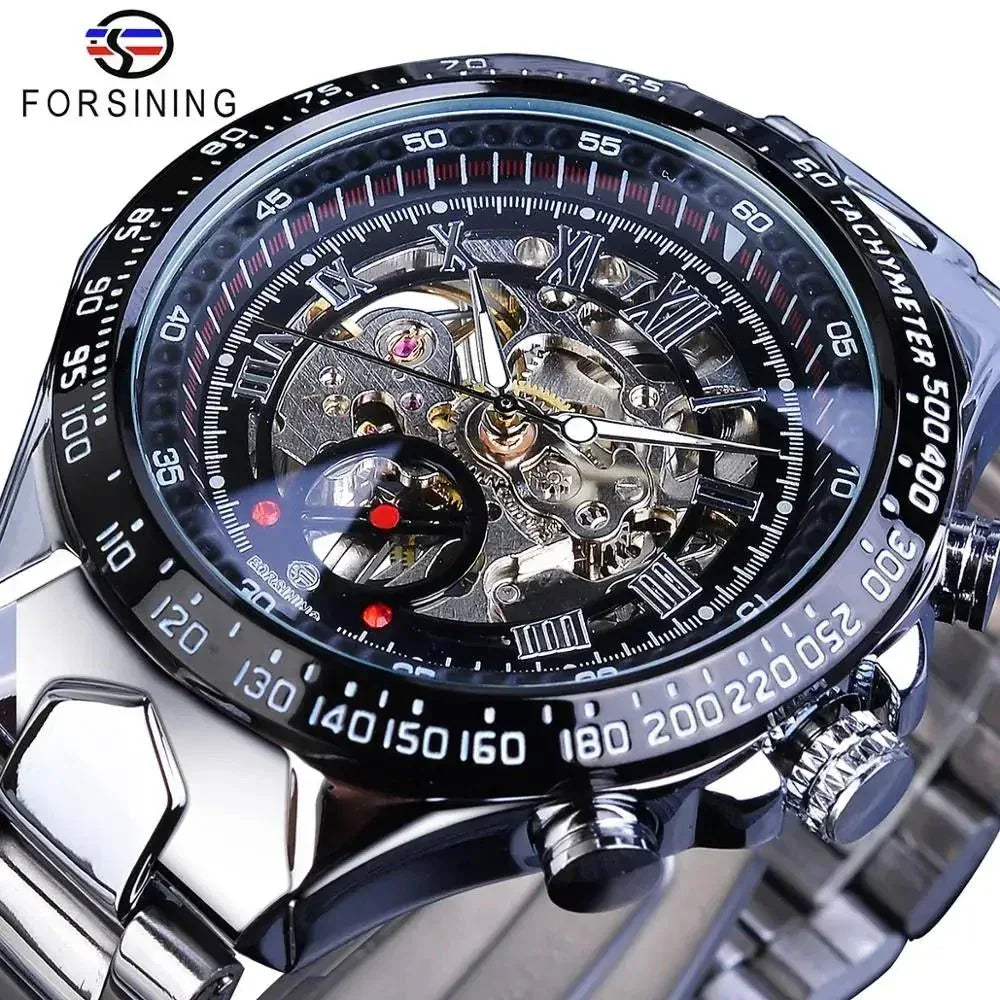 Luxury Waterproof Skeleton Watch for Men - Mechanical Hand Wind Design, Elegant Style - Allen-Fitness