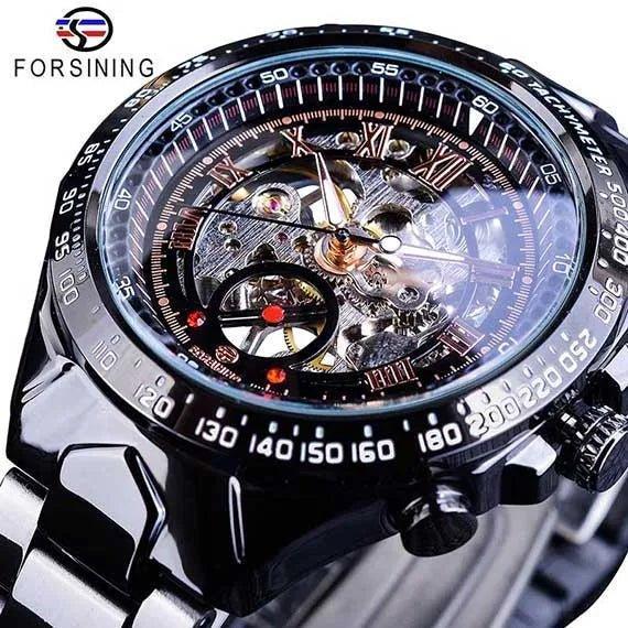 Luxury Waterproof Skeleton Watch for Men - Mechanical Hand Wind Design, Elegant Style - Allen-Fitness