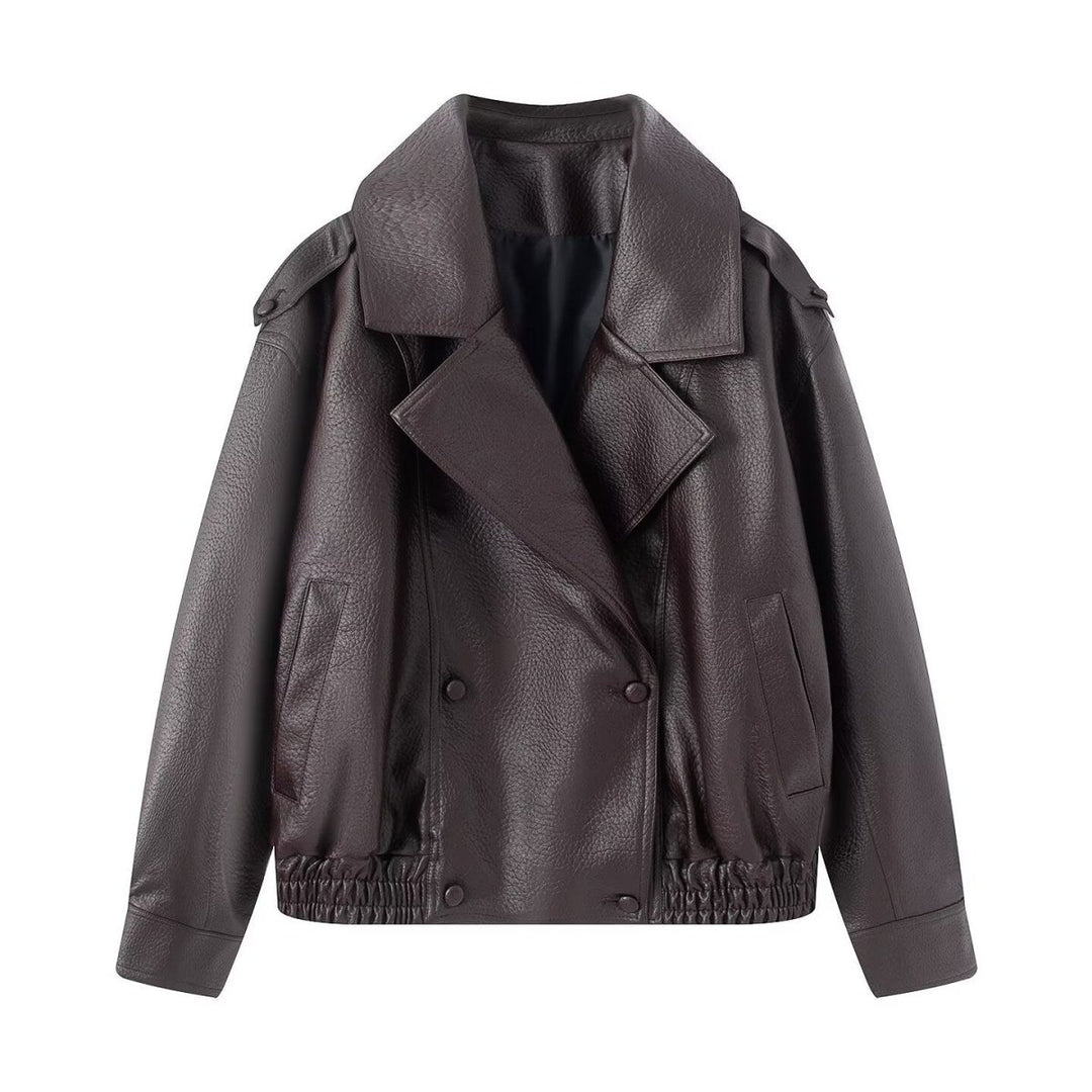 Lychee patterned imitation leather jacket for women - Premium Fitness &amp; Activewear for Men &amp; Women|UK