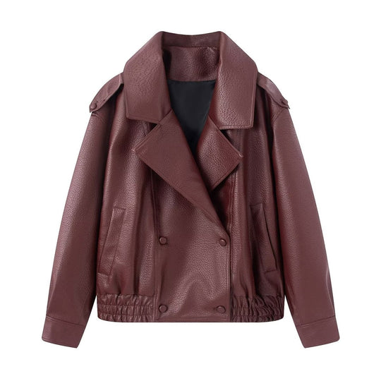 Lychee patterned imitation leather jacket for women - Premium Fitness &amp; Activewear for Men &amp; Women|UK