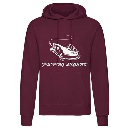 Fishing Legend Hoodie with Comfy Fleece, Lined Hood, Pouch Pocket, and Ribbed Cuffs - Allen-Fitness