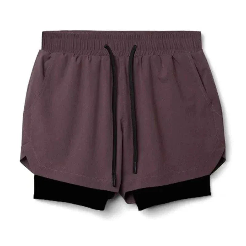 Men 2 in 1 Fitness Gym Shorts With Towel Loop Breathable Shorts - Allen-Fitness