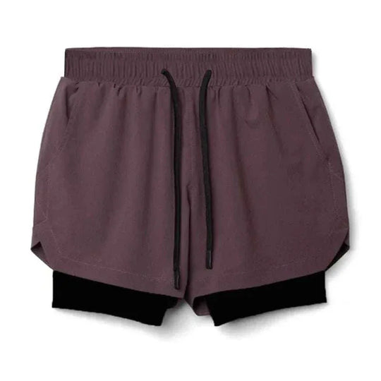 Men 2 in 1 Fitness Gym Shorts With Towel Loop Breathable Shorts - Allen-Fitness