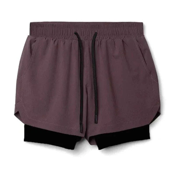 Men 2 in 1 Fitness Gym Shorts With Towel Loop Breathable Shorts