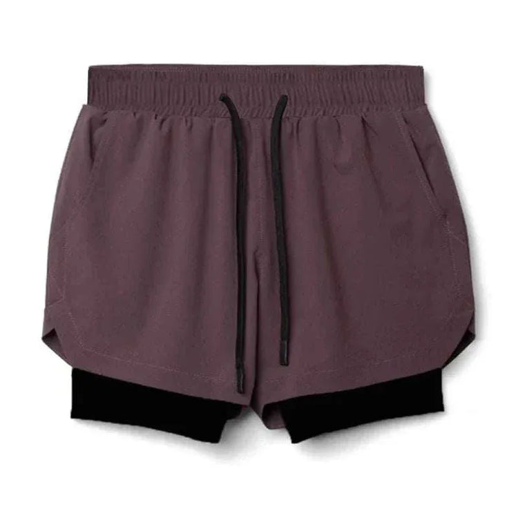 Men 2 in 1 Fitness Gym Shorts With Towel Loop Breathable Shorts - Allen-Fitness