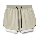 Men 2 in 1 Fitness Gym Shorts With Towel Loop Breathable Shorts - Allen-Fitness