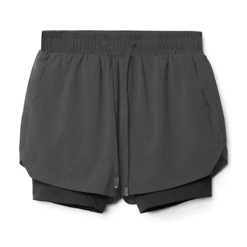 Men 2 in 1 Fitness Gym Shorts With Towel Loop Breathable Shorts - Allen-Fitness