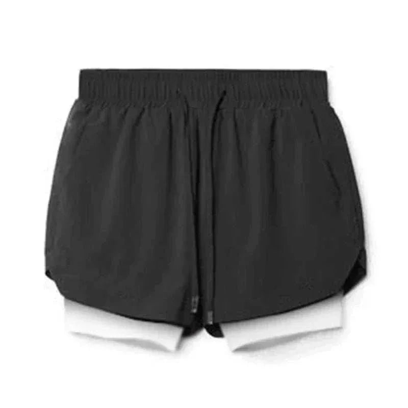 Men 2 in 1 Fitness Gym Shorts With Towel Loop Breathable Shorts - Allen-Fitness