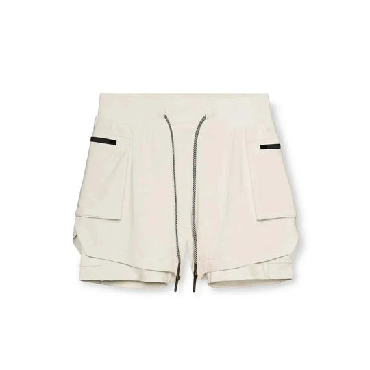 Men 2 in 1 Running Training Joggers Gym Shorts With Phone Pocket - Allen-Fitness
